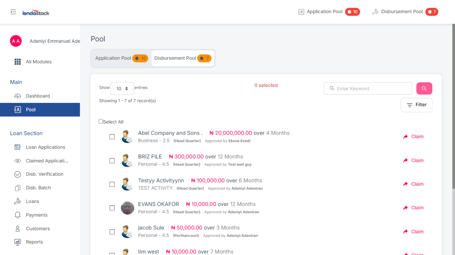 Disbursement Pool – Lendastack Knowledge base